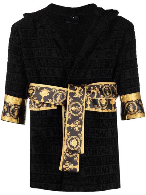 peignoir versace homme noir|Peignoir à motif baroque Versace pour homme en coloris Noir .